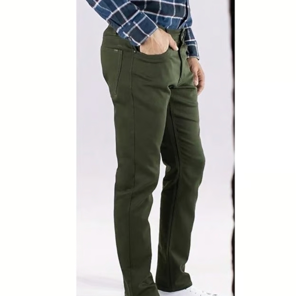 Jachs NY Straight Slim Fit Stretch Twill 5 Pocket Pant Army Green 26 / 30